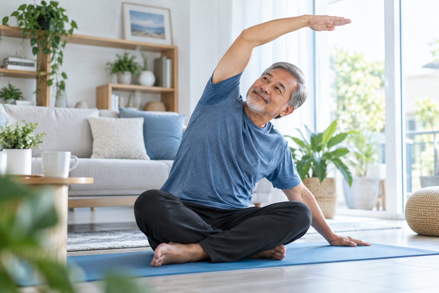 Man completing a simple movement session